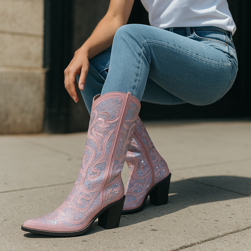 Sparkle Pink Boots- Size 8